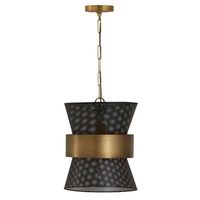  Down Light Pendant Light - Patinaed Brass / Black