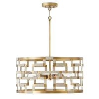  Hala Drum Pendant Pendant Light - Bleached Natural Jute / Patinaed Brass