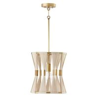  Bianca Entrance / Foyer Pendant Light - leached Natural Rope / Patinaed Brass