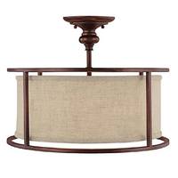  Midtown Semi Flush Mount Ceiling Light - Burnished Bronze / Beige