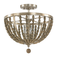  Lowell Semi Flush Mount Ceiling Light - Tuscan Bronze with Wood Beads