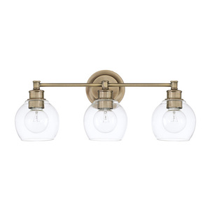 C121131AD426 Mid-Century 3 Bulb Bathroom Lighting - Aged Brass