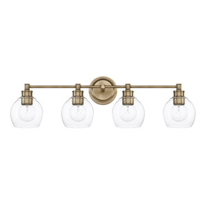 C121141AD426 Mid-Century 4 or More Bulb Bathroom Lighting - Aged Brass