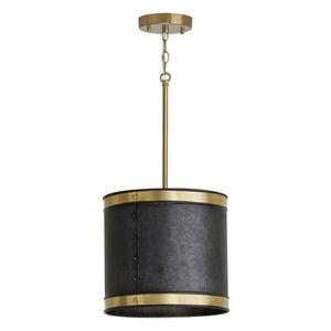 C335611GB Barrow Down Light Pendant Light - Galvanized Black / True Brass