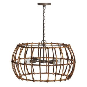 C335742BY Sanibel Entrance / Foyer Pendant Light - Blazed Rattan / Nordic Grey