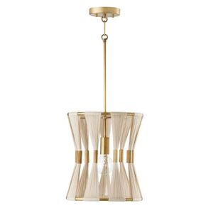 C341111NP Bianca Entrance / Foyer Pendant Light - leached Natural Rope / Patinaed Brass