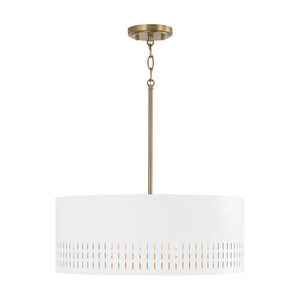 C350233AW Dash Down Light Pendant Light - Aged Brass and White