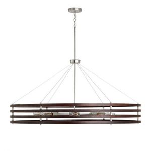 C439981DN Dalton Large Foyer Chandelier Chandelier - Dark Wood / Polished Nickel