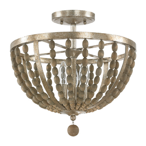 C4795TZ Lowell Semi Flush Mount Ceiling Light - Tuscan Bronze with Wood Beads