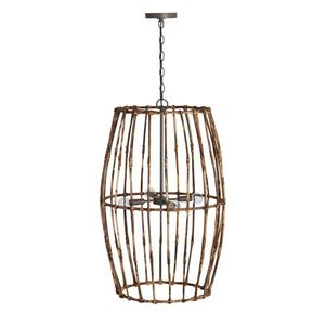 C535741BY Sanibel Entrance / Foyer Pendant Light - Blazed Rattan / Nordic Grey