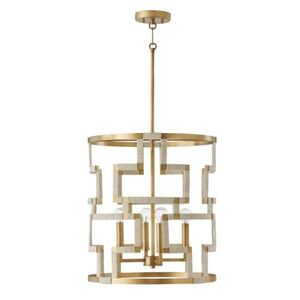 C541041NL Hala Entrance / Foyer Pendant Light - Bleached Natural Jute / Patinaed Brass