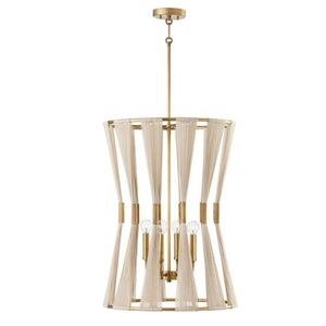 C541141NP Bianca Entrance / Foyer Pendant Light - leached Natural Rope / Patinaed Brass