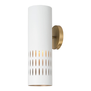 C650211AW Dash 1 Bulb Wall Sconce - Aged Brass and White