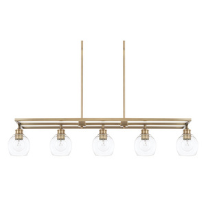 C821151AD426 Mid-Century Linear Pendant Pendant Light - Aged Brass