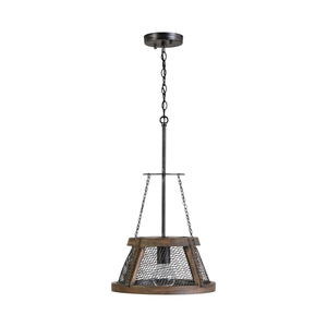 C9D322A Lagmore Down Light Pendant Light - Zinc and Wood