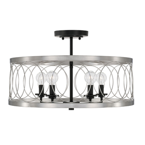 CAA1002BT Madeline Semi Flush Mount Ceiling Light - Black Tie