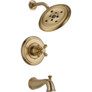 DT14497CZLHP/DH795CZ/DR10000UN Cassidy One Handle Tub & Shower Faucet - Brilliance Champagne Bronze DT14497CZLHP/DH795CZ/DR10000UN Cassidy One Handle Tub & Shower Faucet - Brilliance Champagne Bronze
