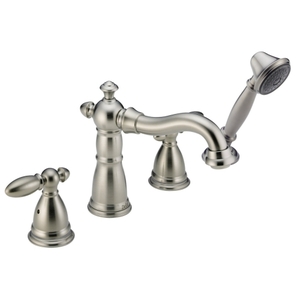 DT4755SSLHP/DH616SS/DR4707 Victorian Deck Mount With Handshower Tub Faucet - Brilliance Stainless