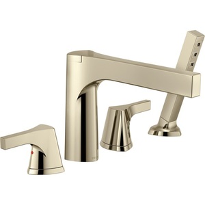 DT4774PN/DR4707 Zura Deck Mount With Handshower Tub Faucet - Brilliance Polished Nickel