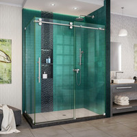  Enigma-XO Shower Door - Sliding Shower Door - Polished Stainless Steel