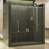  Shower Door - Sliding Shower Door - Brushed Stainless Steel