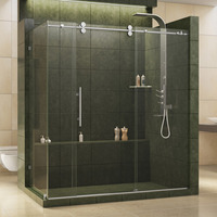  Enigma Shower Door - Sliding Shower Door - Polished Stainless