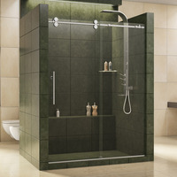  Enigma Shower Door - Sliding Shower Door - Polished Stainless