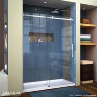  Enigma Shower Door - Sliding Shower Door - Brushed Stainless