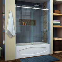  Enigma Tub & Shower - Sliding Shower Door - Polished Stainless