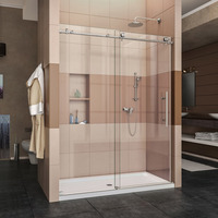  Enigma XT Shower Door - Sliding Shower Door - Clear / Brushed Stainless