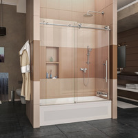  Enigma XT Tub & Shower - Sliding Shower Door - Brushed Stainless