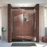  Enigma Shower Door - Sliding Shower Door - Polished Stainless