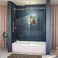  Enigma Shower Door - Sliding Shower Door - Polished Stainless