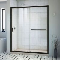  Infinity-Z Shower Door - Sliding Shower Door - Satin Black/Biscuit
