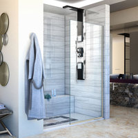  Linea Shower Door - Fixed Shower Door - Brushed Nickel