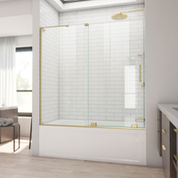  Mirage-X Tub & Shower - Sliding Shower Door - Brushed Gold
