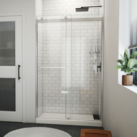  Sapphire-V Shower Door - Sliding Shower Door - Brushed Nickel