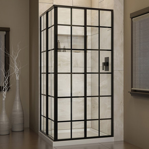 DSHEN813434089 French Corner Standard Enclosure Shower Enclosure - Satin Black