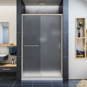 DSHDR094872004FR Infinity Shower Door - Sliding Shower Door - Brushed Nickel