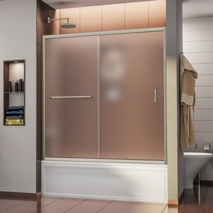 DSHDR096058004FR Infinity Shower Door - Sliding Shower Door - Brushed Nickel