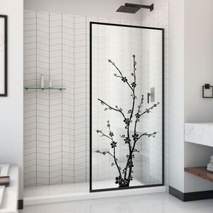 DD3234720ZNB09 Linea Blossom Shower Door - Fixed Shower Door - Satin Black