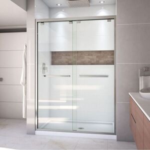 DDL7003C04 Encore Shower Door - Sliding Shower Door - Brushed Nickel/White