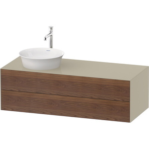 DWT4987L77H3 White Tulip Vanity Base Bathroom Vanity - American Walnut Taupe