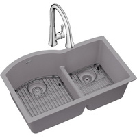  Quartz Classic White/Color Undermount - Double Bowl Kitchen Sink - Greystone