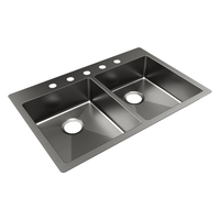  Crosstown Stainless Steel Dual Mount Double Bowl Kitchen Sink - Polished Satin