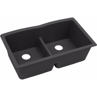  Quartz Classic White/Color Undermount - Double Bowl Kitchen Sink - Black