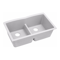  Quartz Classic White/Color Undermount - Double Bowl Kitchen Sink - White