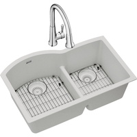  Quartz Classic White/Color Undermount - Double Bowl Kitchen Sink - White