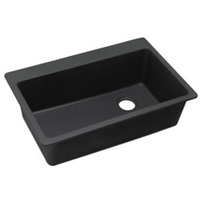  Quartz Classic White/Color Single Bowl Kitchen Sink - Black