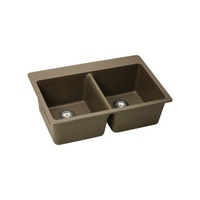  Quartz Classic White/Color Double Bowl Kitchen Sink - Mocha